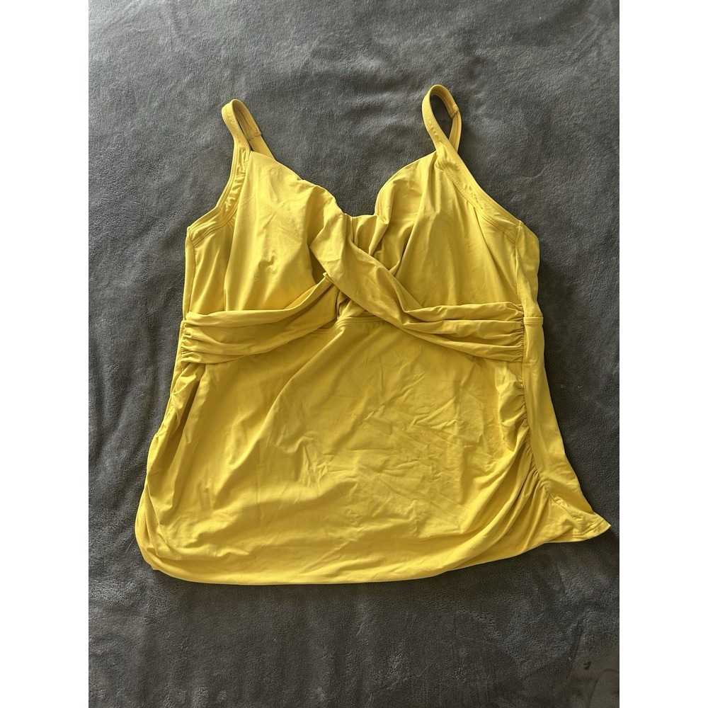 Lands' End Tankini Swim Top Womens 26W Yellow Lined Bra